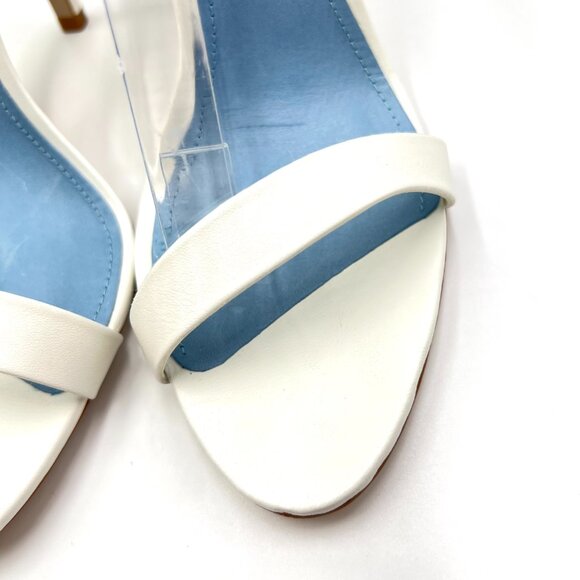 Schutz Size 8.5 Cadey Lee White Leather Minimalist Stiletto Heel Sandals Shoes - Picture 4 of 14